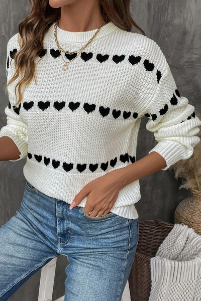 Jolene - Black & White Heart Sweater (Copy)