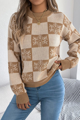 Beige Snowflake Sweater