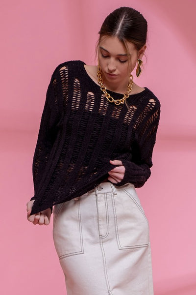 Haley - Black Knit Pullover