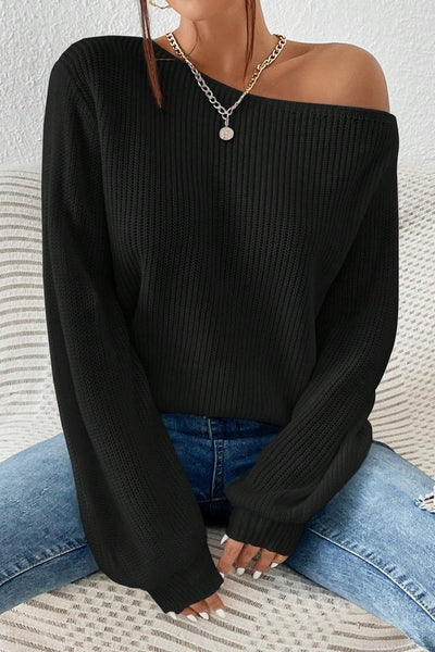 Ryanne - Black Off Shoulder Sweater