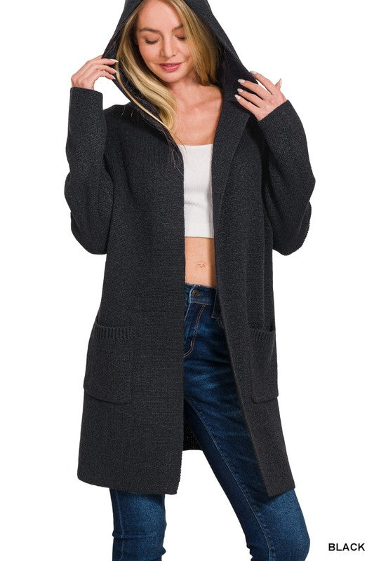 Hooded Cardigan - Black