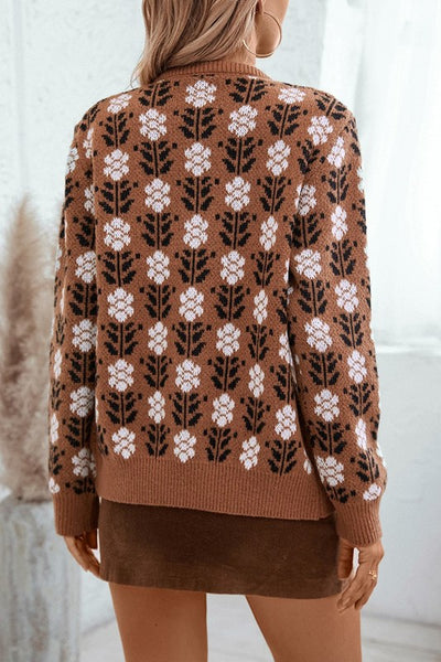 Olivia - Brown Floral Cardigan