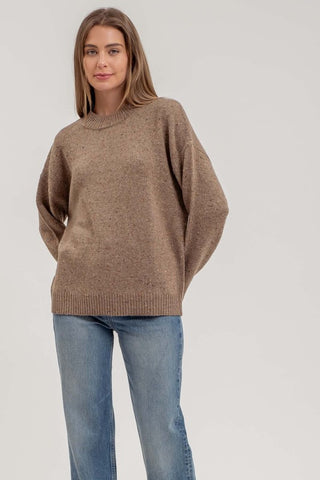 Avery - Speckled Mock Neck (Brown)