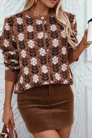 Olivia - Brown Floral Cardigan