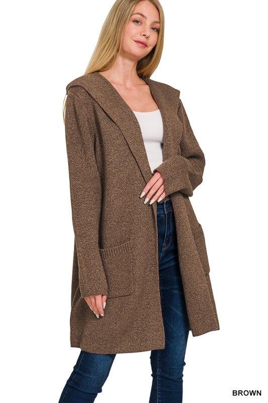 Hooded Cardigan - Brown