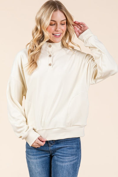 Piper - Cream Button Pullover