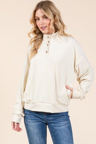 Piper - Cream Button Pullover