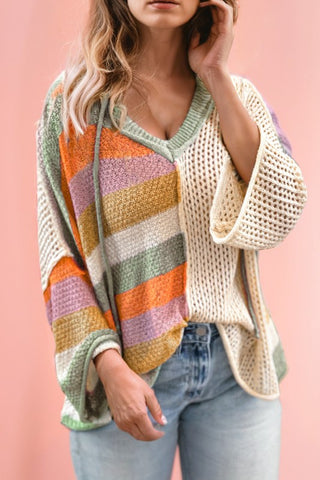 Zoey - Striped Hooded Sweater