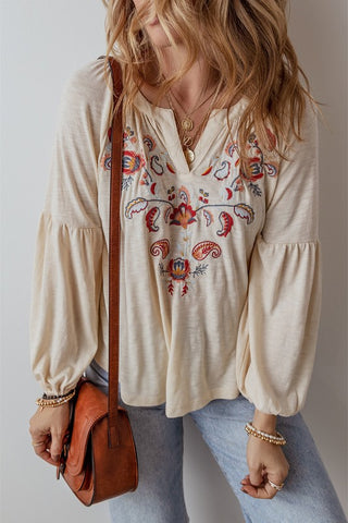 Stacy - Paisley Embroidered Top