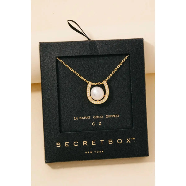 Secretbox Horseshoe & Pearl Necklace