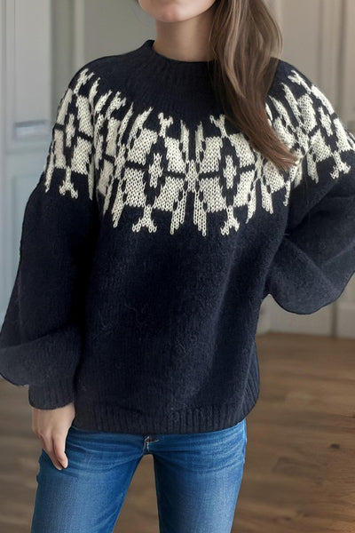 Anna - Navy Nordic Sweater