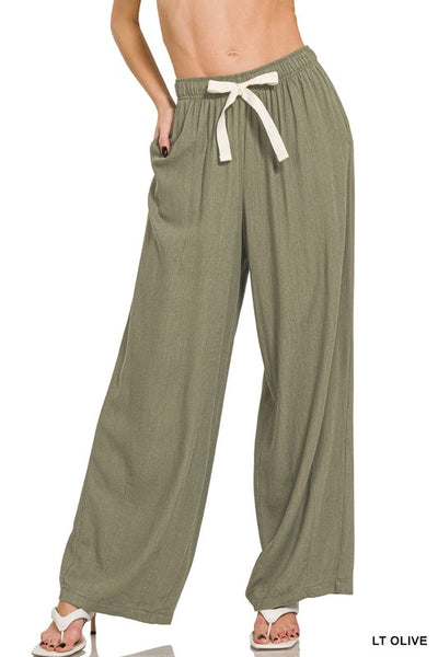 Riley - Linen Pants (Olive)