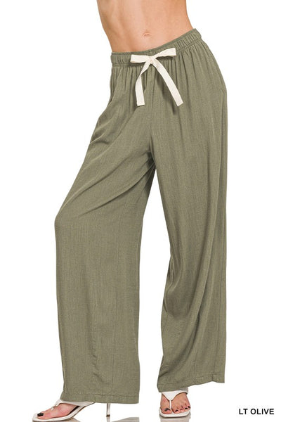 Riley - Linen Pants (Olive)