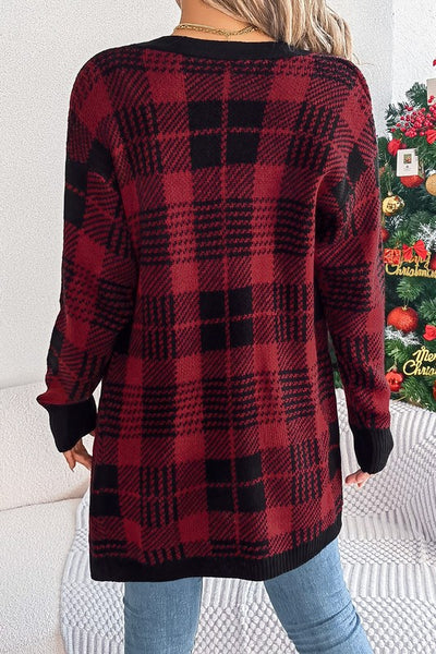 Heather - Plaid Cardigan (Red)