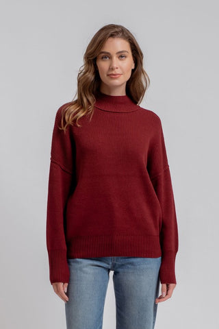 Taylor - Oxblood Mock Neck Sweater